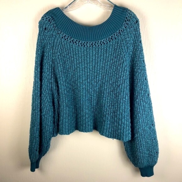Free People Pandora Cropped Chunky Knit Sweater M - Picture 6 of 9